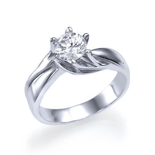 Anello Solitario In Oro Bianco 14K Con Vero Diamante Scintillante Da 1,50 Carati