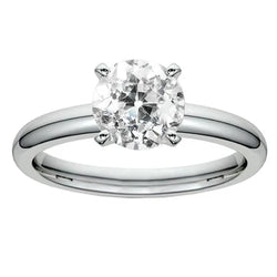 Anello Solitario In Oro Bianco 14K Con Vero Diamante Taglio Vecchio Miniera Rotondo 2.50 Carati