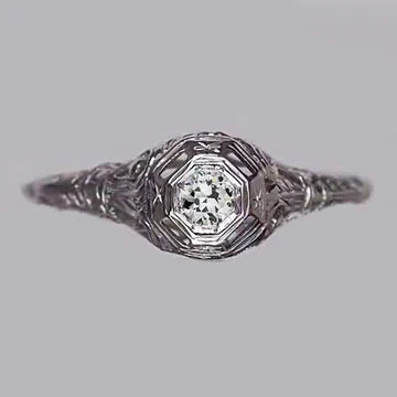 Anello Solitario In Oro Bianco Con Vero Diamante Da Minatore Rotondo 0.50 Carati
