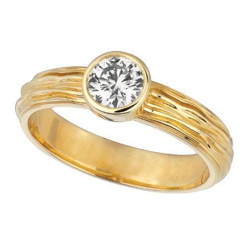 Anello Solitario In Oro Giallo 14K Con Vero Diamante Solitario Da 1.01 Carati