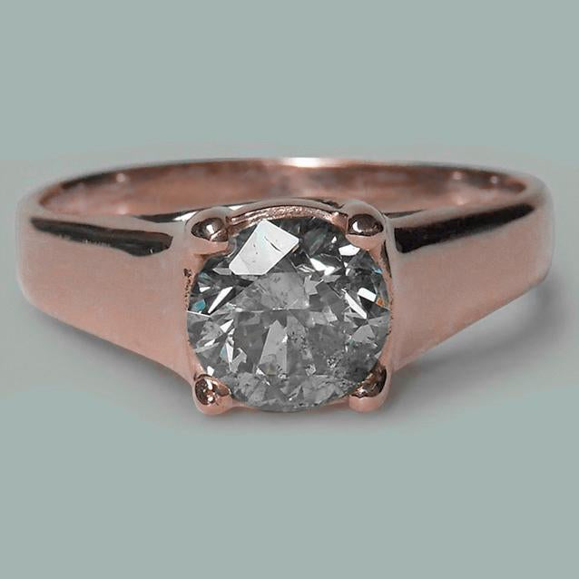 Anello Solitario In Oro Rosa Con Naturale Diamante Tondo Brillante Da 1.50 Carati