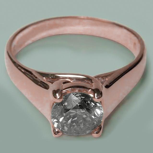 Anello Solitario In Oro Rosa Con Naturale Diamante Tondo Brillante Da 1.50 Carati