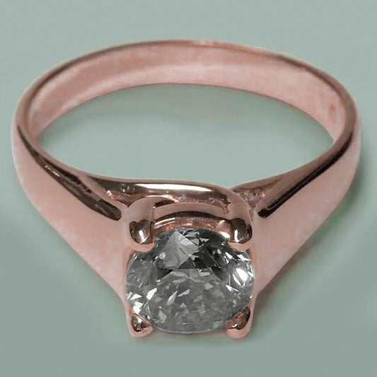 Anello Solitario In Oro Rosa Con Naturale Diamante Tondo Brillante Da 1.50 Carati