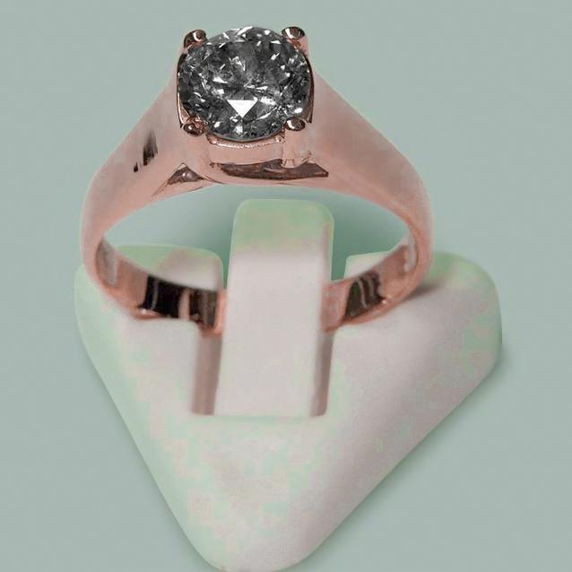 Anello Solitario In Oro Rosa Con Naturale Diamante Tondo Brillante Da 1.50 Carati