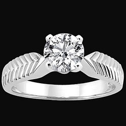 Anello Solitario In Stile Antico Con Oro Bianco 3 Carati E Genuino Diamanti