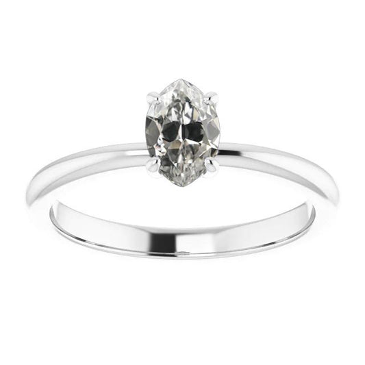 Anello Solitario Marquise Vecchio Minatore Genuino Diamante Anniversary 1 Carato In Oro Bianco