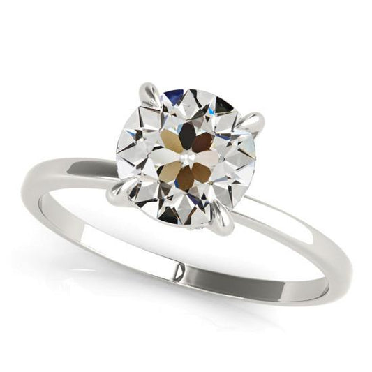 Anello Solitario Minatore Tondo Con Genuino Diamante, Set 2,50 Carati