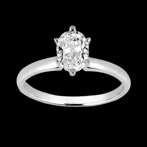 Anello Solitario Naturale Diamante Ovale