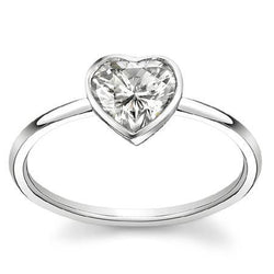 Anello Solitario Per Anniversario Con Genuino Diamante Solitario Da 1.50 Ct A Forma Di Cuore