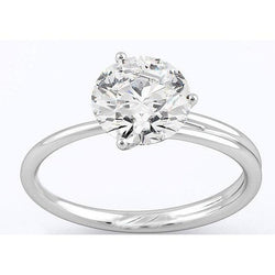 Anello Solitario Per L'Anniversario Con Vero Diamante Taglio Brillante Da 3 Ct. Oro Bianco