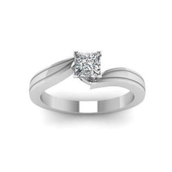 Anello Solitario Per L'Anniversario Con Vero Diamanti Da 1,01 Carati, Taglio Princess, Oro