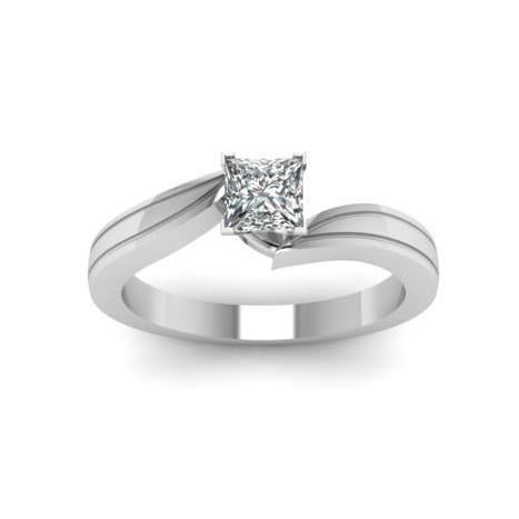 Anello Solitario Per L'Anniversario Con Vero Diamanti Da 1,01 Carati, Taglio Princess, Oro