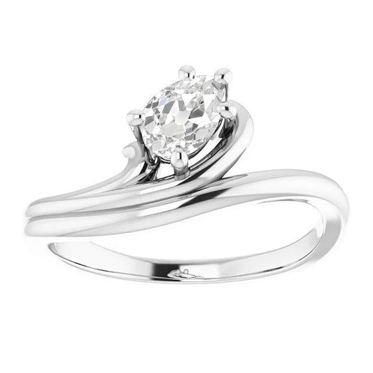 Anello Solitario Pera Vecchio Minatore Naturale Diamante Gambo Ritorto 2 Carati