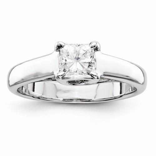 Anello Solitario Principessa Con Vero Diamanti Da 0.75 Carati In Oro Bianco 14K