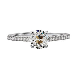 Anello Solitario Rotondo Con Genuino Diamante Taglio Vecchia Miniera Con Accenti 3,50 Carati