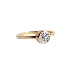 Anello Solitario Rotondo Con Genuino Diamanti Taglio Miniera Incastonato Lunetta 1.5 Carati
