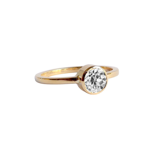 Anello Solitario Rotondo Con Genuino Diamanti Taglio Miniera Incastonato Lunetta 1.5 Carati