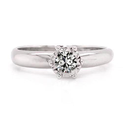 Anello Solitario Rotondo Con Naturale Diamanti Taglio Vecchio Miniera, Set Di Punte 0,75 Carati