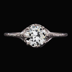 Anello Solitario Rotondo Con Vero Diamante Taglio Vecchia Miniera, Set Di 8 Punte, 2 Carati