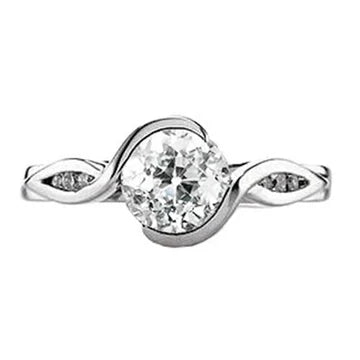 Anello Solitario Rotondo Old Mine Cut Vero Diamond Twisted Style 1.25 Carati