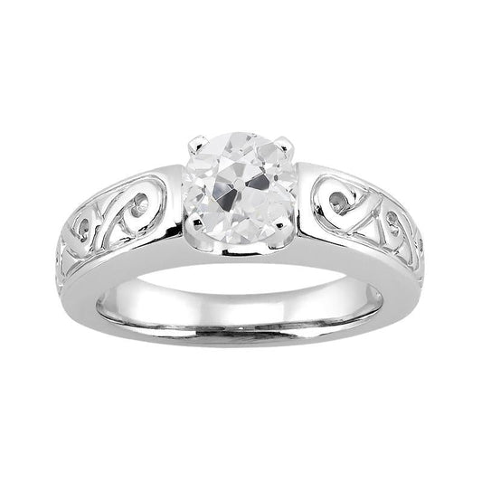 Anello Solitario Rotondo Stile Vintage Con Vero Diamante Taglio Vecchia Miniera 1,75 Carati