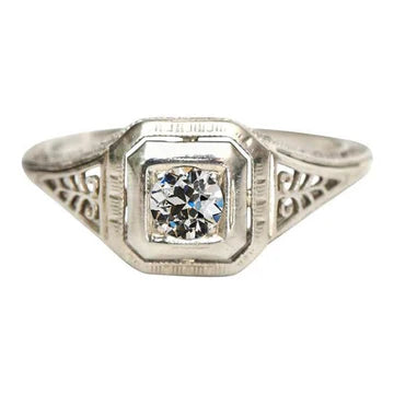 Anello Solitario Rotondo Vecchio Minatore Vero Diamante 1 Carato Stile Vintage