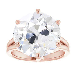 Anello Solitario Rotondo Vecchio Minatore Vero Diamante 6 Prong Set 6.50 Carati