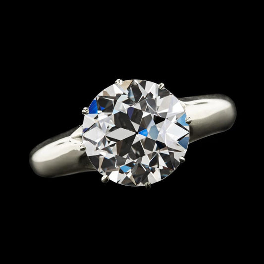 Anello Solitario Rotondo Vecchio Minatore Vero Diamante Oro Bianco 4.25 Carati