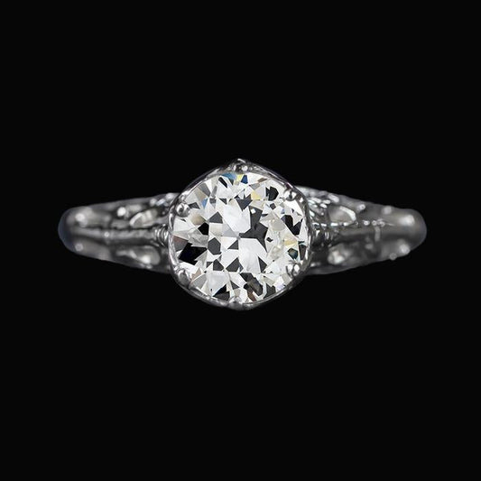 Anello Solitario Rotondo Vecchio Minatore Vero Diamante Stile Antico Oro 2,50 Carati