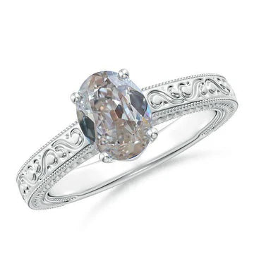 Anello Solitario Stile Antico Ovale Vecchio Minatore Oro Vero Diamante 1.50 Carati
