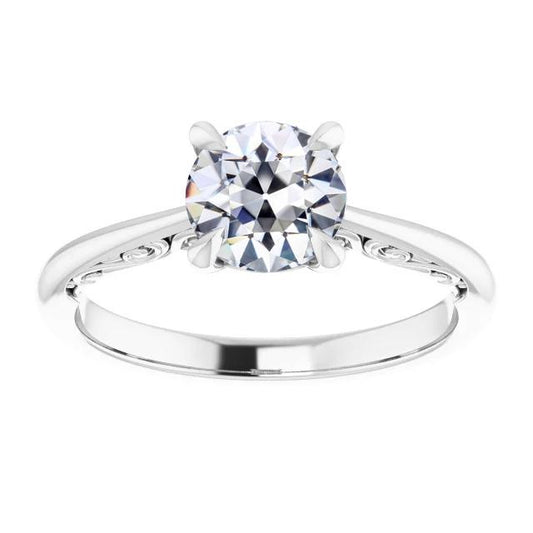 Anello Solitario Stile Antico Rotondo Vecchio Miniera Taglio Genuino Diamante 2 Carati