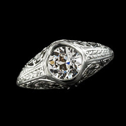 Anello Solitario Stile Vintage Con Naturale Diamanti Rotondi In Castone Antico Europeo 2 Carati
