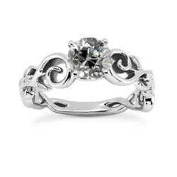 Anello Solitario Stile Vintage Vecchio Taglio Gioielli Con Naturale Diamanti Rotondi 1,75 Carati