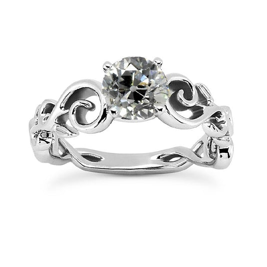 Anello Solitario Stile Vintage Vecchio Taglio Gioielli Con Naturale Diamanti Rotondi 1,75 Carati