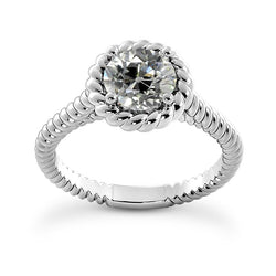 Anello Solitario Vecchio Minatore Vero Diamante Prong Set Corda Stile 2 Carati