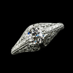 Anello Solitario Vecchio Taglio Genuino Diamante Rotondo Stile Antico 1.50 Carati Milgrain
