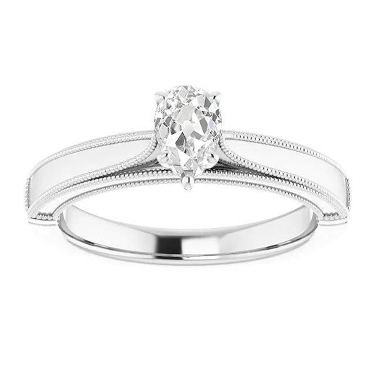 Anello Solitario Vero Diamante Pera Vecchio Minatore Stile Vintage 1.5 Carati