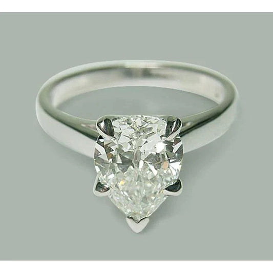 Anello Solitario Vero Diamante Pera