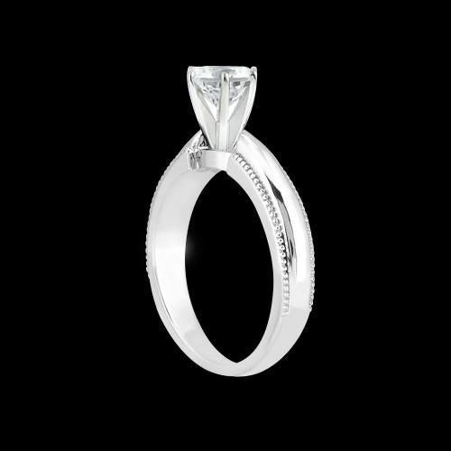 Anello Solitario Vero Diamante Stile Antico Oro Bianco 14K 1.01 Carati