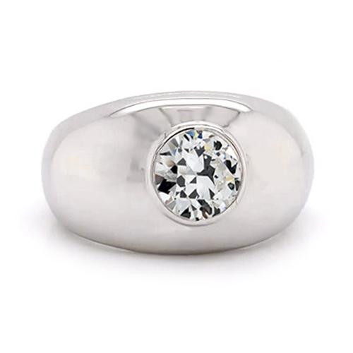 Anello Solitario Zingara In Oro Con Genuino Diamante Rotondo Vecchio Minatore 1,50 Carati