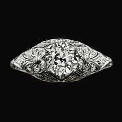 Anello Tondo Stile Vintage Vecchio Minatore Con Naturale Diamante Gambo Milgrain 2,25 Carati