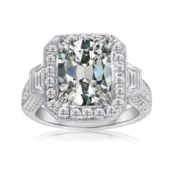 Anello Trapezoidale E Ovale Con Genuino Diamante Da Minatore Antico, Oro 14K, 8 Carati