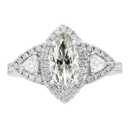 Anello Trilioni E Marchesa Vecchio Minatore Vero Diamante Halo 9.50 Carati Oro