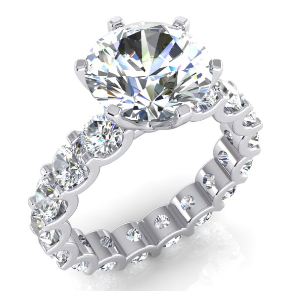 Anello Con Diamante Estratto Terra Naturale Con Gambo Stile Eternità
