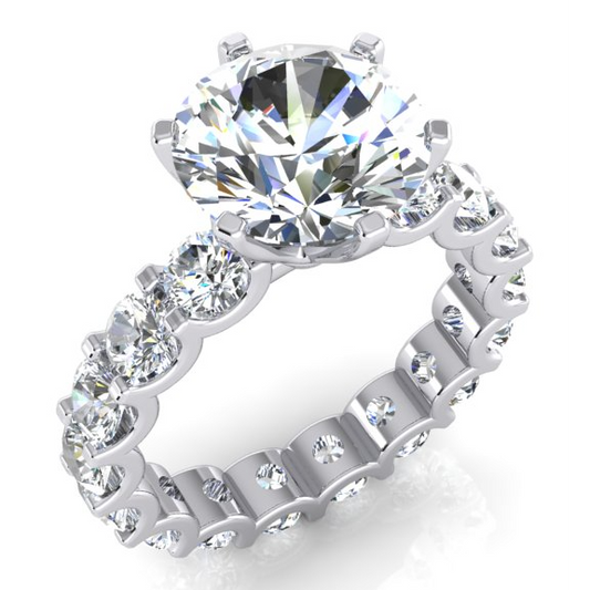 Anello Con Diamante Estratto Terra Naturale Con Gambo Stile Eternità