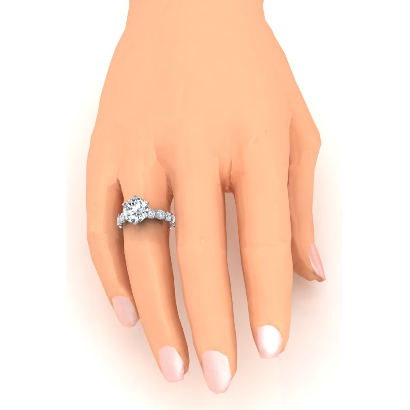 Anello Con Diamante Estratto Terra Naturale Con Gambo Stile Eternita