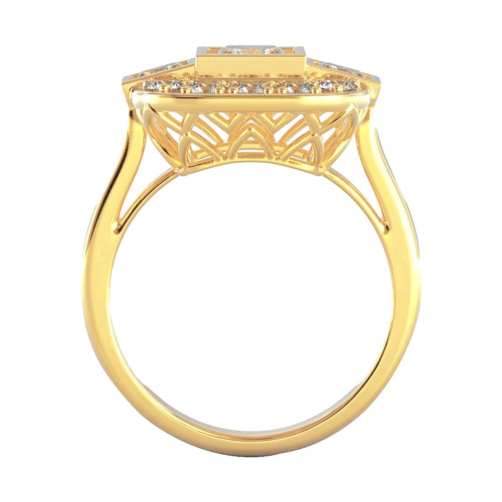 Anello Da Sposa Principessa E Genuino Diamante Rotondo 2.15 Carati Oro Giallo 14K