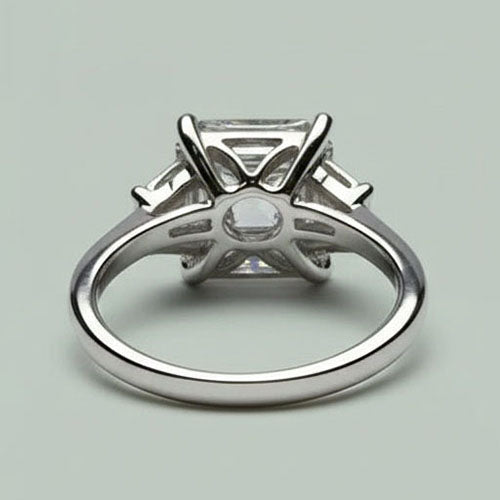 vero asscher diamante 5.50carati anello angolo laterale