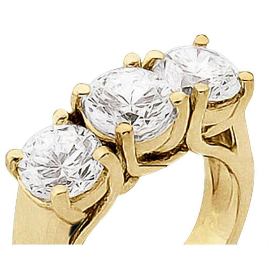 Anello Di Fidanzamento Con 3 Pietre Di Naturale Diamante Da 1.50 Carati In Oro Giallo Massiccio 14K