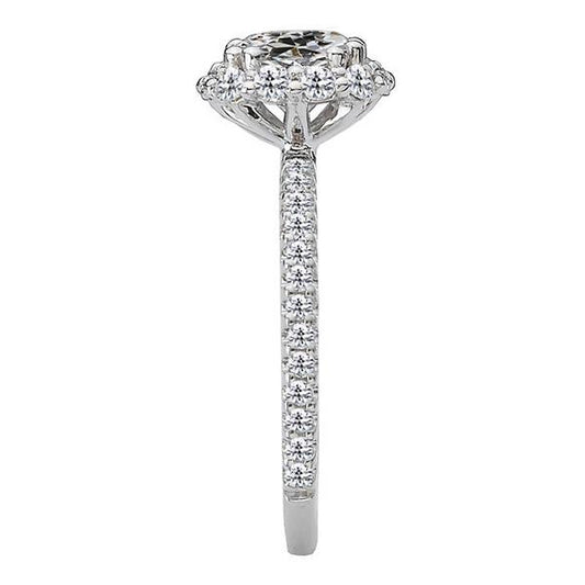 Anello Di Fidanzamento Con Anello Di Fidanzamento Con Genuino Diamante Rotondo Vecchio Miniera Taglio Oro Bianco 5,50 Carati